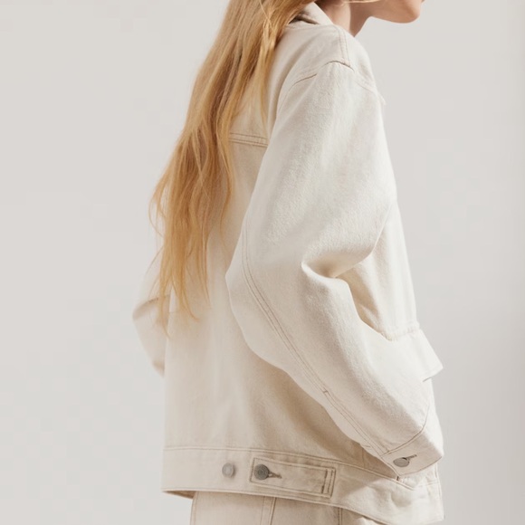 Stylish Women's Cream Utility Denim Jacket - Picture 2 of 3